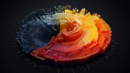 Poster - Data visualization of financial performance, including a radial chart for quarterly profit breakdowns and interactive graphs for year-over-year revenue growth.