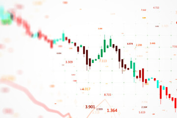 Poster - Financial candlestick chart with numbers on white background. 3D Rendering