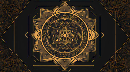 Wall Mural - Sri yantra spiritual astral sacred geometry new age psychedelic - by generative ai. Sacred. Illustration