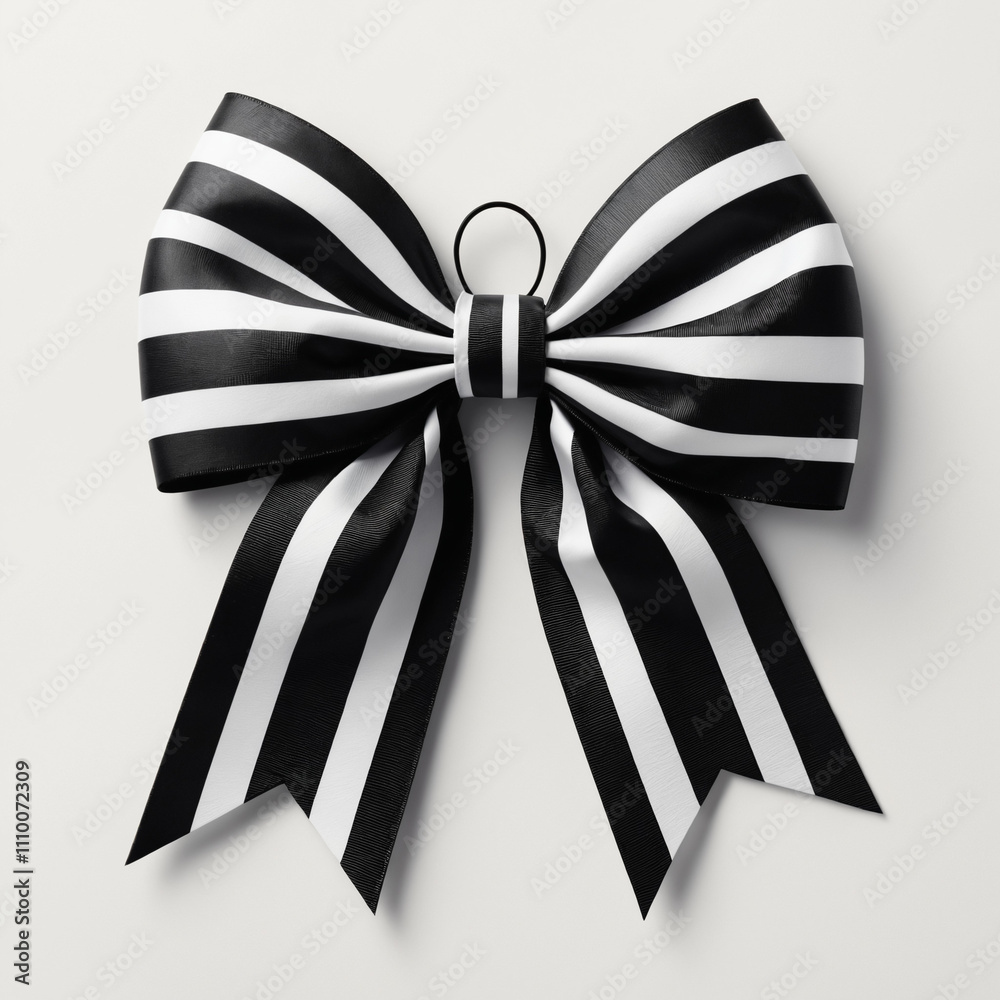striking black and white striped bow with bold, contrasting lines. The ...
