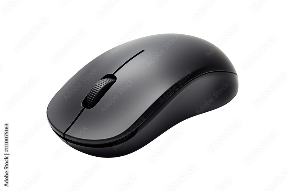 Black wireless computer mouse isolated on transparent background ...