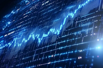 Poster - Abstract blue digital stock market data graph.