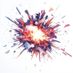 Wall Mural - abstract explosion with vibrant colors and sharp fragments.