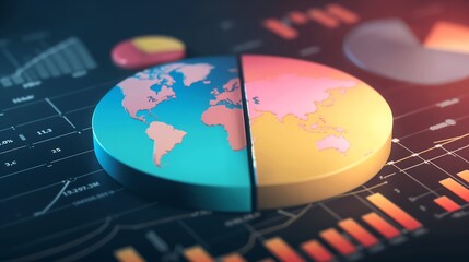 Poster - Business report infographic combining a heatmap for geographical sales performance and a pie chart for product category distribution.