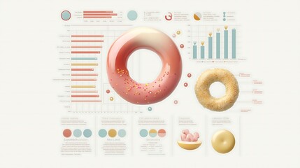 Poster - Corporate infographic showcasing a waterfall chart for expense analysis, alongside a doughnut chart breaking down customer demographics.