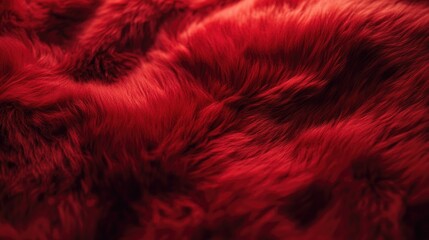 Poster - A close-up of soft, deep red fur with a textured surface, evoking a cozy, luxurious appearance, perfect for a winter setting