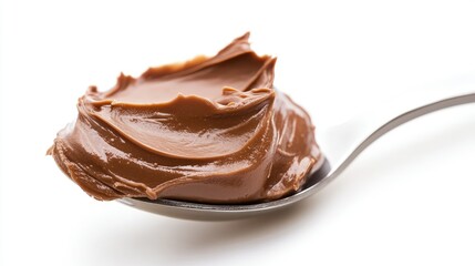 Aufkleber - A close-up view of smooth, creamy chocolate spread, showcasing its rich, glossy texture as it glistens on a spoon or surface