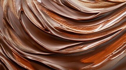 Aufkleber - A smooth, creamy chocolate spread on a surface, showcasing its rich, glossy texture as it flows and glistens in the light