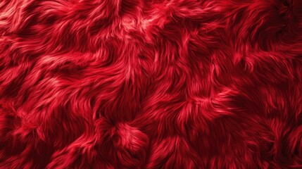Poster - A textured surface of vibrant red faux fur or carpet, with a shaggy appearance, offering a luxurious and cozy vibe in a rich, bold red hue
