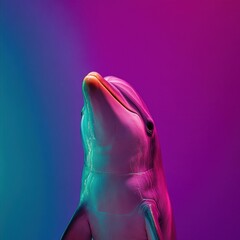 Canvas Print - Vibrant dolphin portrait. AI.