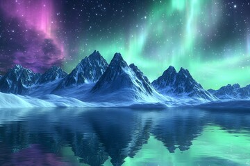 Polar lights over the glacier
