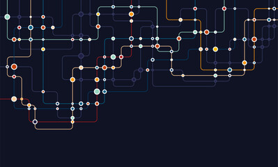 Poster - circuit connect lines and dots. network technology and connection concept. decentralized network nod