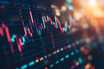 Poster - Close-up of a stock market chart displayed on a computer screen showing fluctuating prices.
