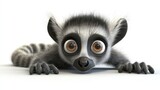 cute 3d cartoon lemur isolated on white