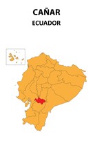 Cañar Map is highlighted on the Ecuador map with detailed state and region outlines.