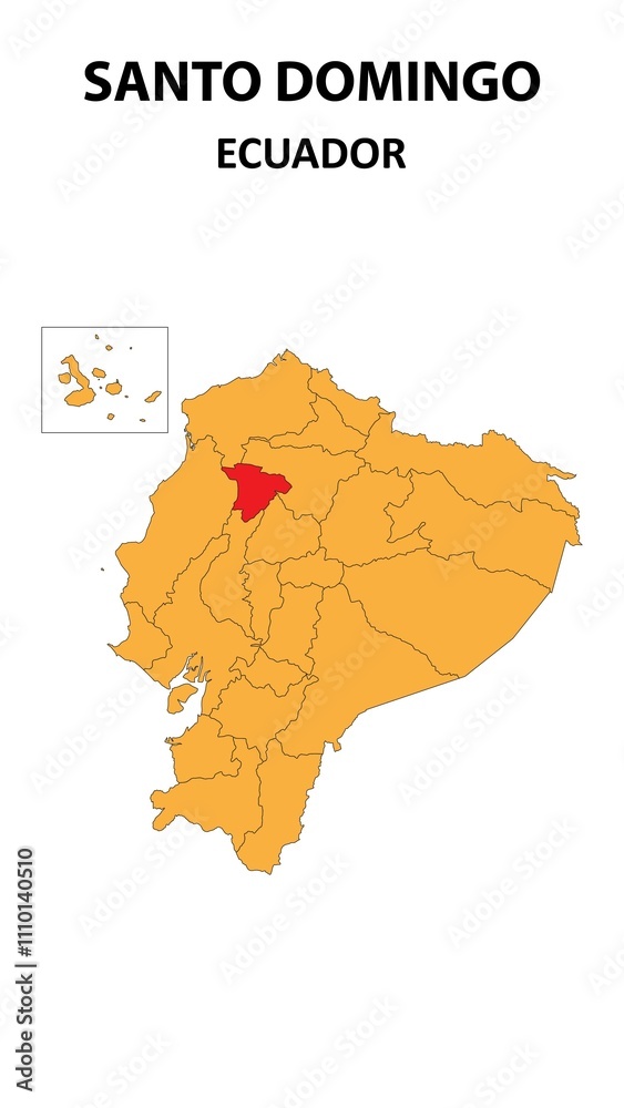Santo Domingo Map is highlighted on the Ecuador map with detailed state ...