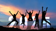 © freebird7977 - Silhouette happy business teamwork jumping congratulation and celebrate in Happy New year 2025 for change new life future concept. Freedom lifestyle group people team jump part of Number 2025 success
