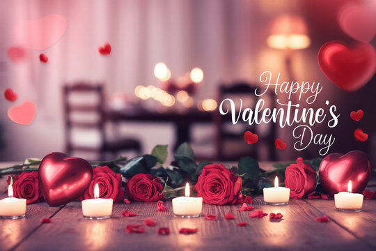 Happy valentines day greeting card banner lettering romantic red pink love heart theme background