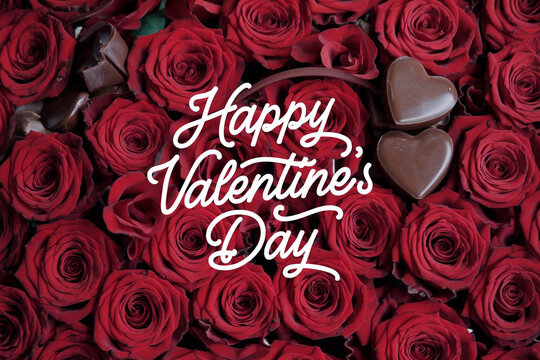 Happy valentines day greeting card banner lettering romantic red pink love heart theme background