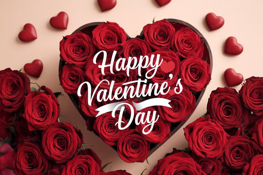 Happy valentines day greeting card banner lettering romantic red pink love heart theme background