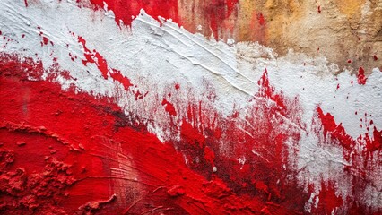 Aufkleber - Abstract Panoramic Photography of Red and White Paint on Wall for Creative Design Inspiration