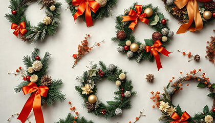 Poster - Collection of christmas wreath isolated on transparent or white background By Luckygraphics