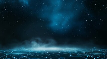 A dark blue sky with a lot of stars and a blurry, hazy area in the middle