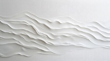 Fototapete - Minimalist white waves, softly flowing across a blank white surface, creating an abstract pattern