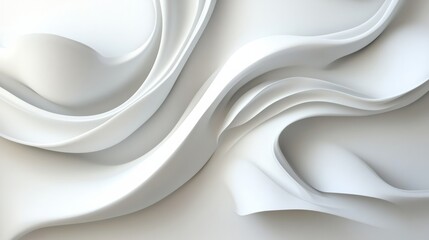 Fototapete - Smooth white wave pattern flowing across a minimalist white background, creating a calming abstract design