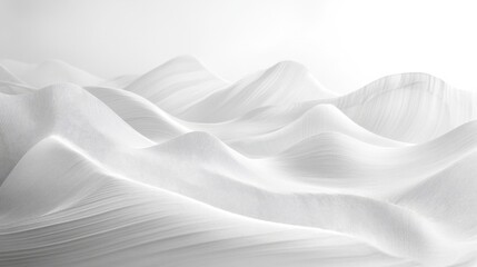 Fototapete - Subtle, soft white waves curving gently on an all-white background for a serene, abstract feel