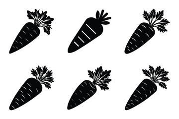 Wall Mural - carrot with leaves outline silhouette icon set on white background