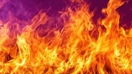 Poster - vibrant abstract background with dynamic orange flames contrasting against a rich purple backdrop fo
