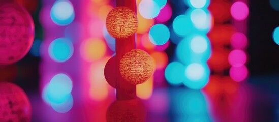 Poster - Vibrant abstract bokeh lights creating a colorful blurred background perfect for festive or artistic themes