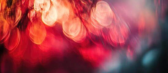 Poster - Vibrant abstract red bokeh background with soft blurred lights creating a warm and festive atmosphere for design and decoration purposes.
