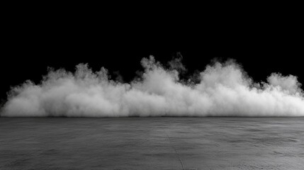 Poster - Abstract white smoke wave on a dark background creating a mysterious and ethereal atmosphere in a minimalist style