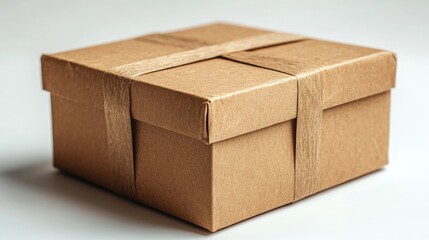 Aufkleber - Brown cardboard box with minimalistic design isolated on white background ideal for packaging and shipping solutions.
