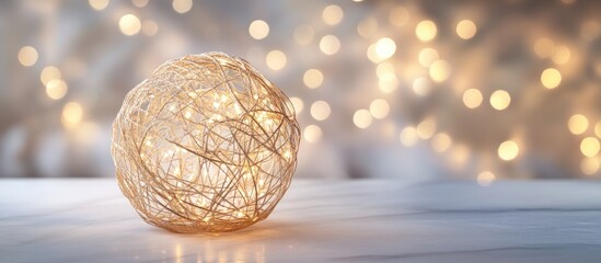 Aufkleber - Decorative illuminated Christmas orb with warm lights against a blurred festive background for holiday celebrations and decorations