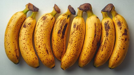 Aufkleber - Ripe bunch of bananas arranged neatly on a white background highlighting their vibrant color and texture