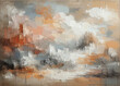 © Aminul - Art dry oil pastel painting canvas painting wall. impressionism, beige, white, warm gray, soft tones, abstract texture pastel color stain brushstroke texture
