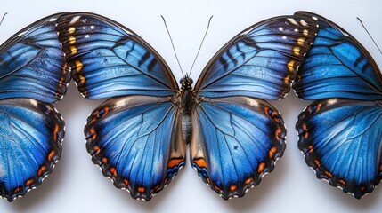 Aufkleber - Vibrant Blue Winged Butterflies Tropical Insects Displayed Isolated on Clean White Background
