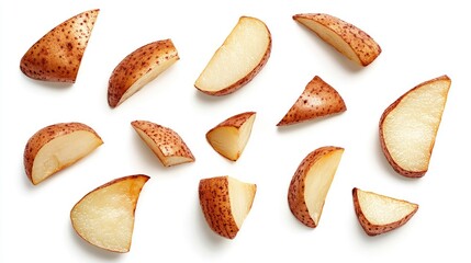 Poster - Chopped red potatoes on a white background showcasing fresh cut vegetables for culinary or food preparation themes