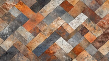 Aufkleber - Ceramic mosaic tile abstract background featuring geometric patterns in earthy tones perfect for bedroom interior decoration.