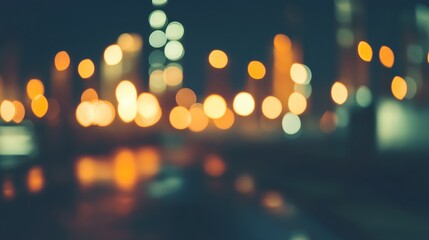 Poster - Twilight bokeh lights of an industrial oil refinery creating a dreamy blurred background for urban and energy concepts