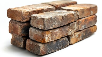 Aufkleber - Rustic red bricks stacked for construction use in building walls and homes highlighting texture and age.