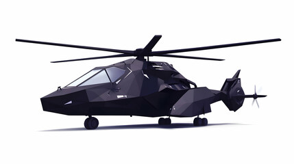 Poster - A low-poly black helicopter model showcasing a modern design.