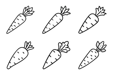 Wall Mural - carrot with leaves outline silhouette icon set on white background