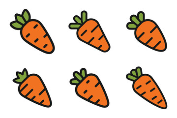 Wall Mural - carrot with leaves outline silhouette icon set on white background
