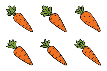 Wall Mural - carrot with leaves outline silhouette icon set on white background