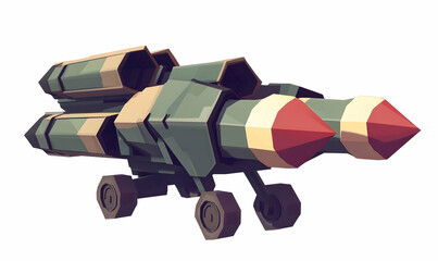 Poster - A stylized missile launcher with two pointed projectiles, designed for visual impact.