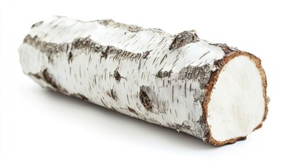 Aufkleber - Birch log with natural texture and white bark isolated on a plain background showcasing its natural beauty and organic appeal